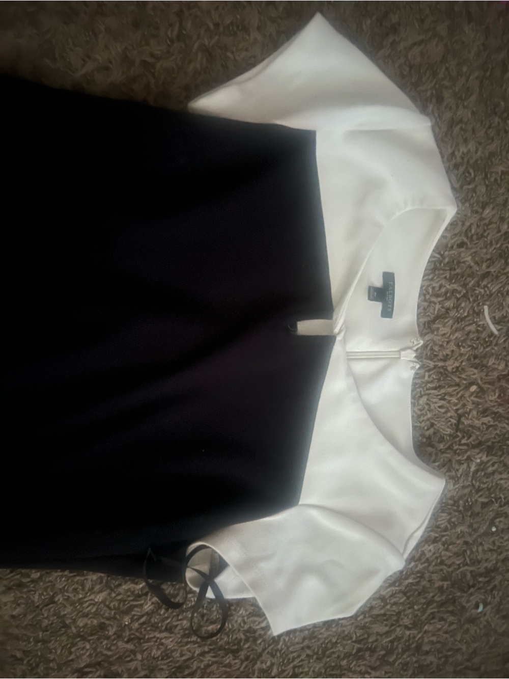 Talbots Black Crewneck Dress with White Shoulders
